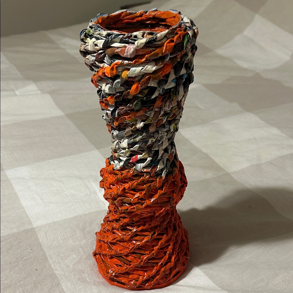 Handcrafted braided paper Vase